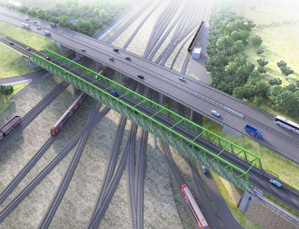 Ouvrage d’art traversant la gare de triage à DudelangeBurange