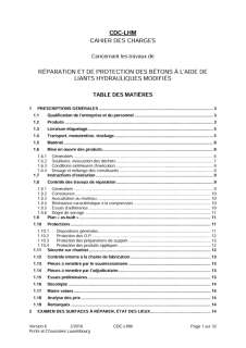 Cahier des charges CDC-LHM - Réparation et protection des bétons à l'aide de liants hydrauliques modifiés