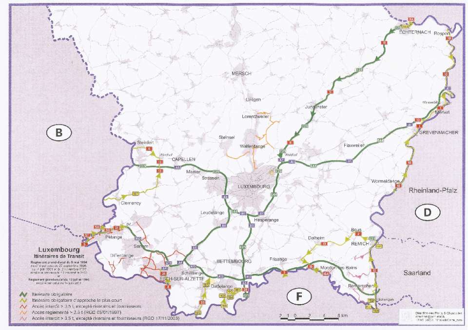 Itinéraires de transit - Luxembourg — Portail des travaux publics ...