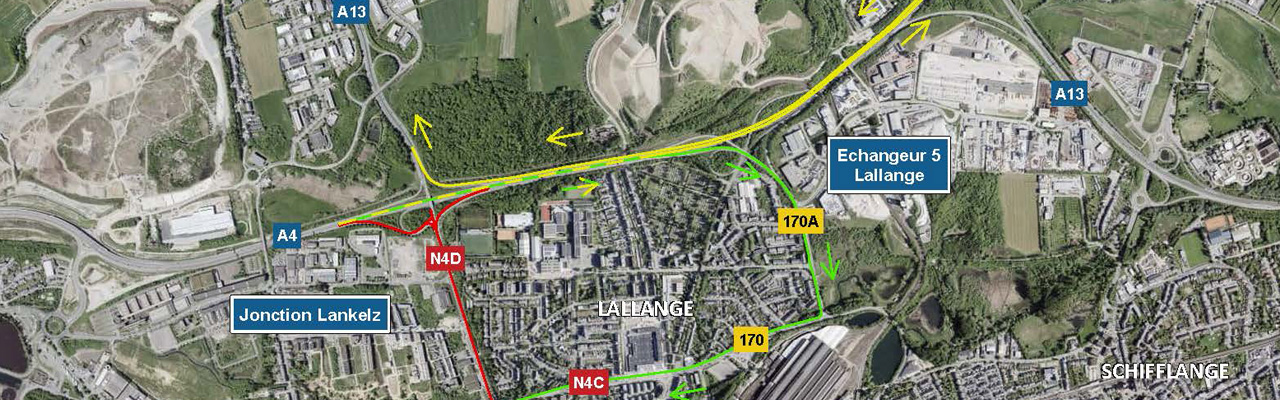 A4/N4D - Chantier sur la route nationale N4d et de la bretelle jonction Lankelz de Raemerich vers Pétange : le barrage durera jusqu’au dimanche 31 mai 2026